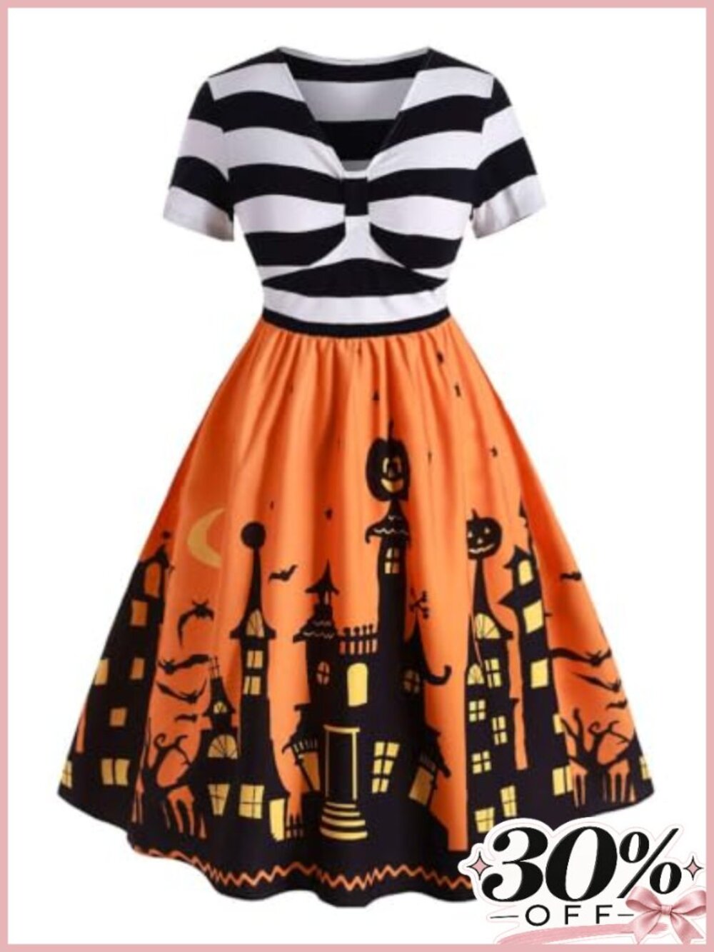 Women's Plus Size Halloween Pumpkin Print Fit & Flare Dress